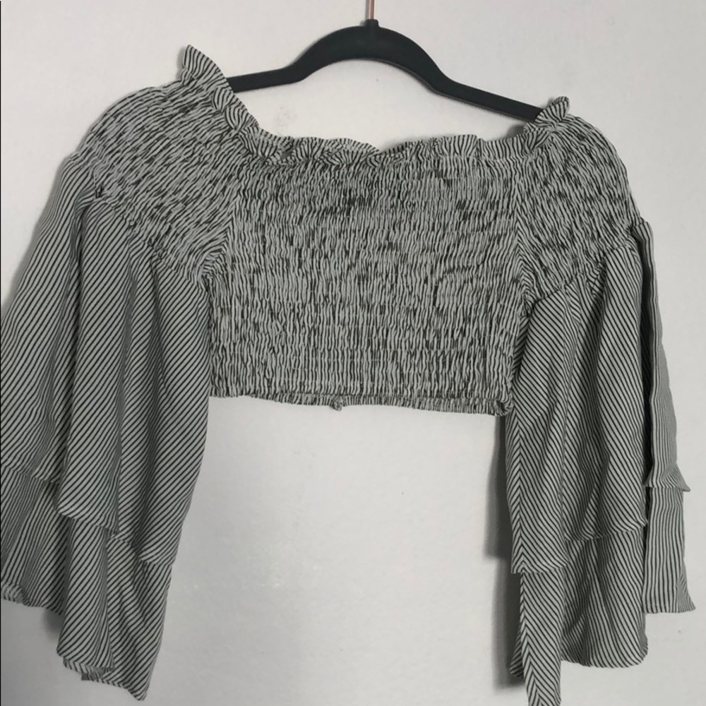 Off-the-shoulder, Flare-Sleeve Crop Top